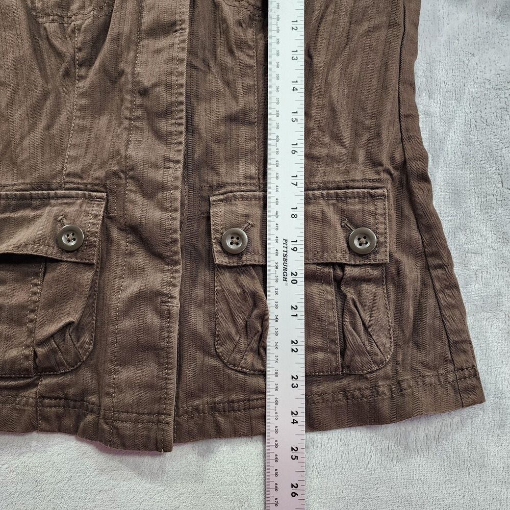 Vintage Eddie Bauer Jacket Womens XS Brown Herringbone Cotton Utility Military - Picture 12 of 13